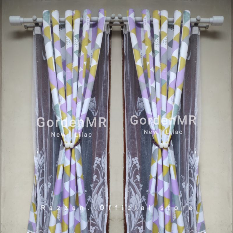 Gorden Gordeng Tirai Hordeng motif jendela minimalis AESTHETIC  | Piramid Ungu | Lilac Series