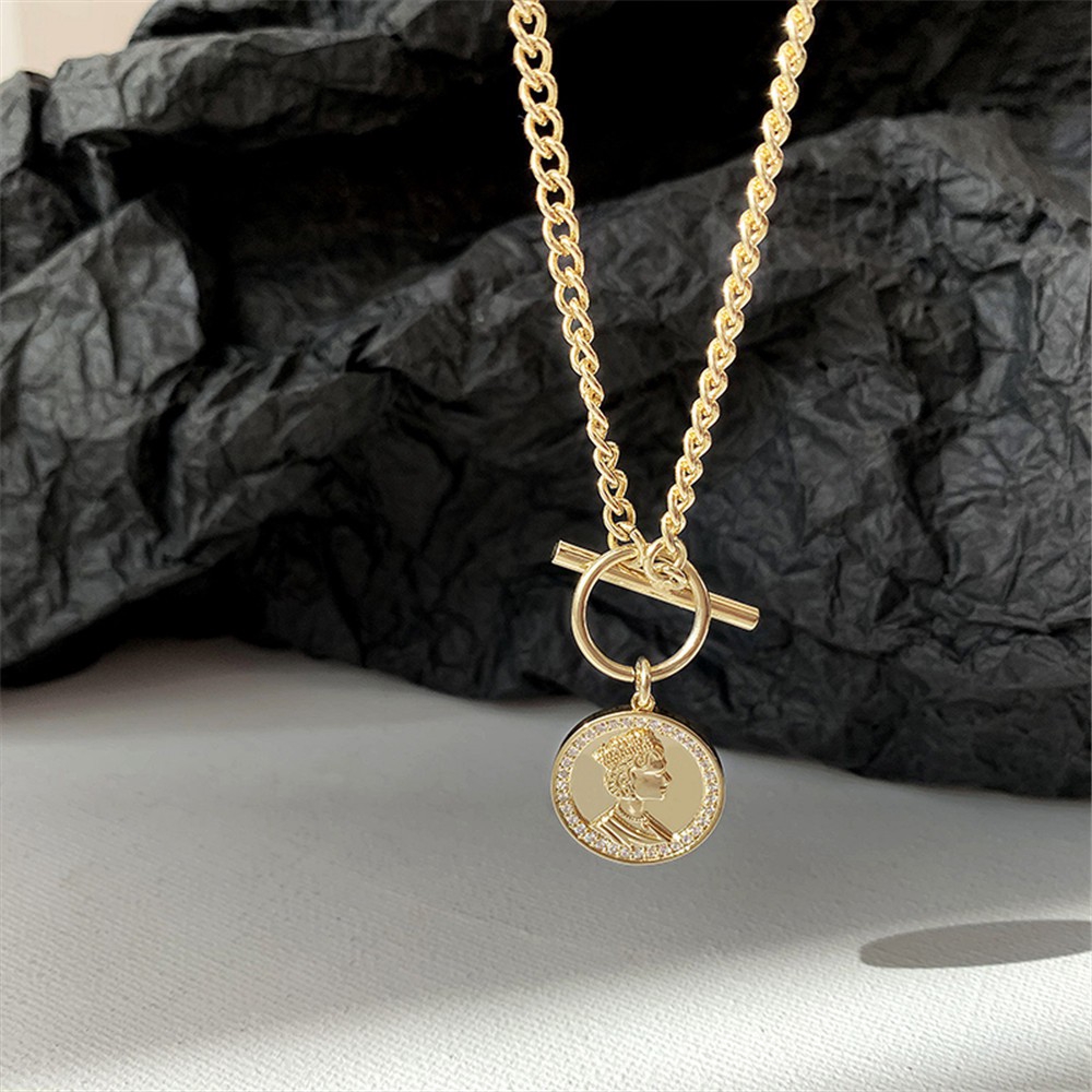 【COD Tangding】Korea Fashion Style Design Sense Coin Pendant Necklace Women Fashion Jeweller Gift