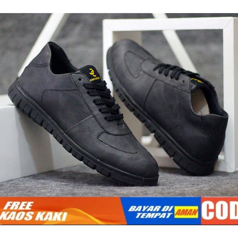 WOLF x CARTER BLACK Sepatu Kasual Sneakers Kulit Asli Model Brogue ch1 Sol Microtech Rubber