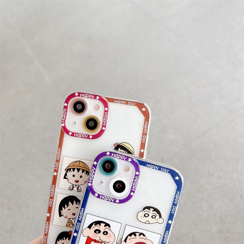 Case Motif Crayon Shin-chan Dan Maruko Untuk iPhone 11 12 13 Pro MAX X XR XS MAX 7 8 Plus