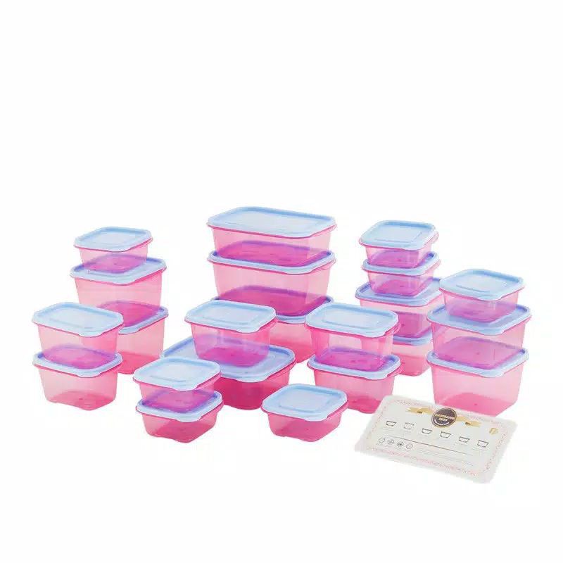 Bambang Iso Set of 22 Pcs Pink Mix Biru Food Container