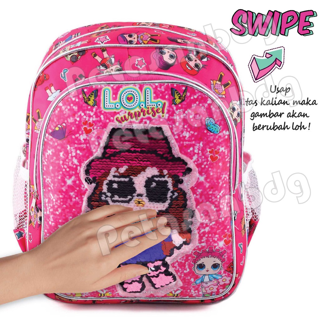 LOL SURPRISE - Tas Ransel Model Usap / Swipe Backpack Tas Sequin Anak LOL SURPRISE