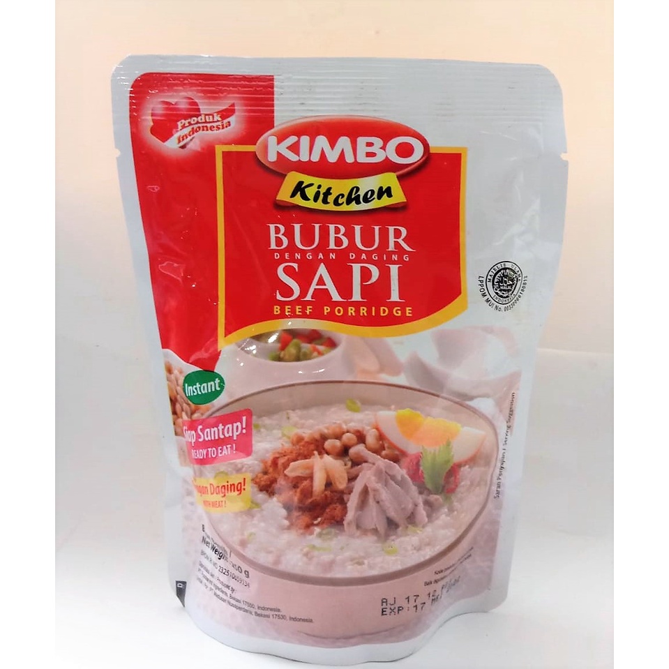 

KIMBO KITCHEN BUBUR DENGAN DAGING SAPI 250 GR / BEEF PORRIDGE / BUBUR INSTANT