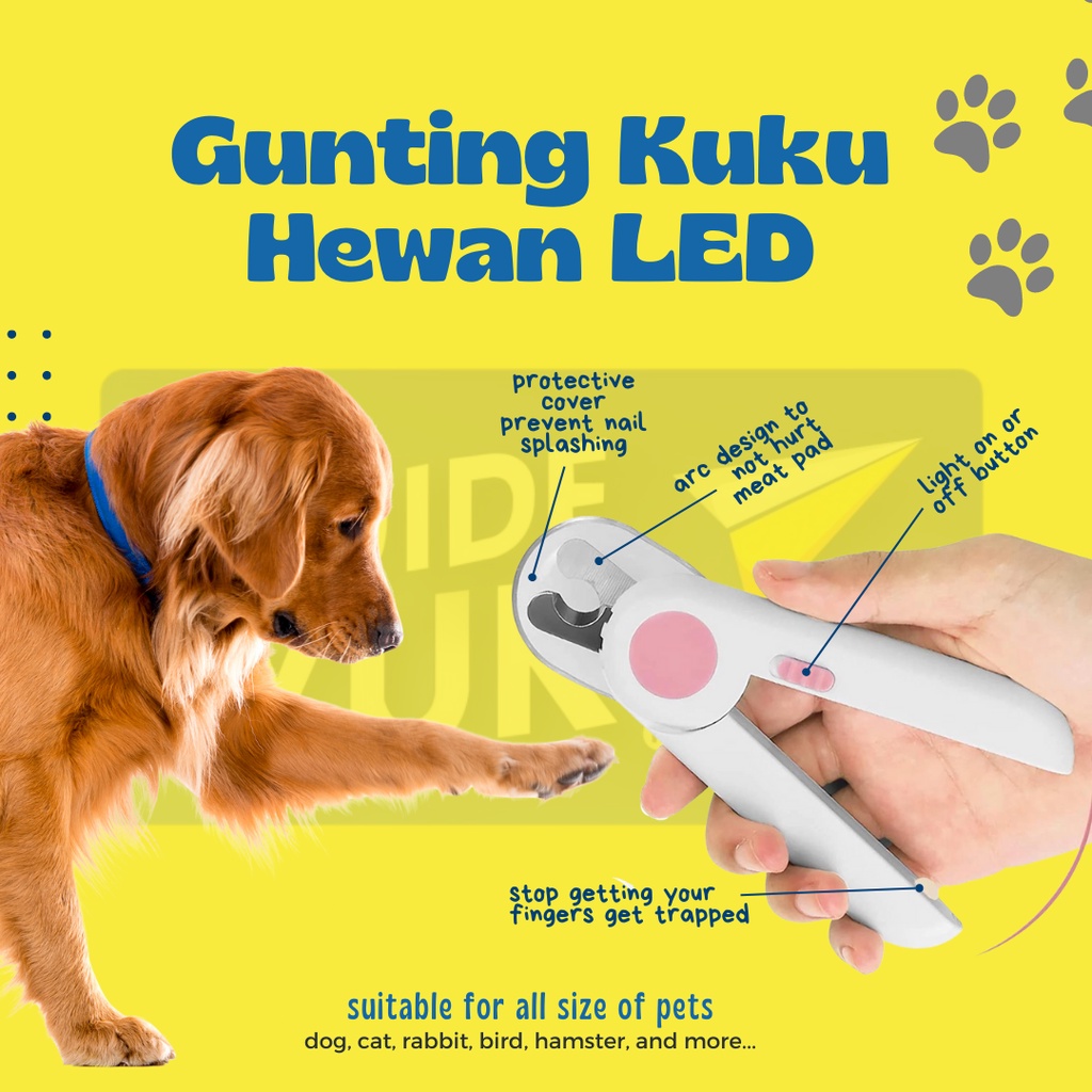 Gunting Kuku Anjing Peliharaan dengan Lampu LED Safety Cat Pet Nail Cutter Mesin Gunting Stainless Steel