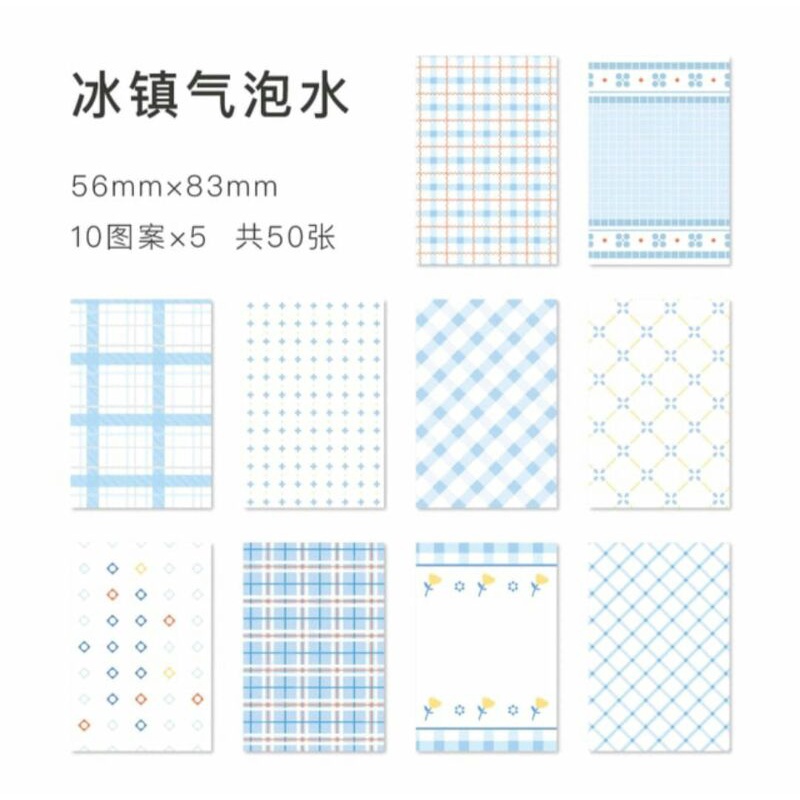 

10 lembar Kertas DIY Grid Vintage Retro Scrapbook Cantik Gaya Korea Biru Pastel
