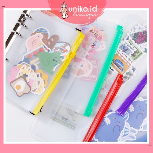 

UNIKO.ID - ZIPLOCK SLEEVE WARNA WARNI BINDER A6 ZIPLOK KANTONG ZIPPER BINDER A5 A7 CARD LOOSE LEAF