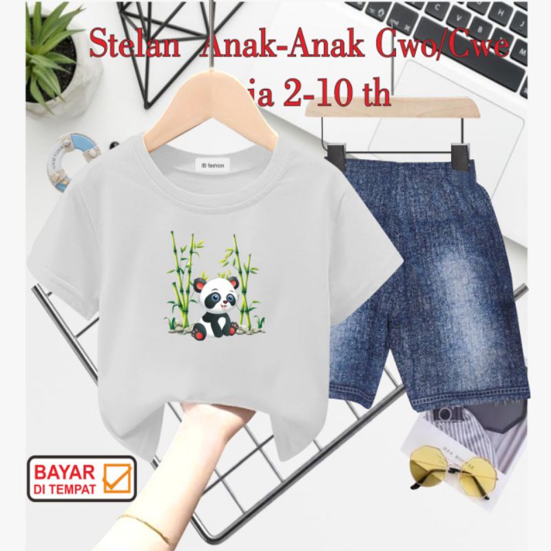 ((IB))SETELAN ANAK2 UNISEX SEMI JEANS/PANDA DIGITAL SABLON