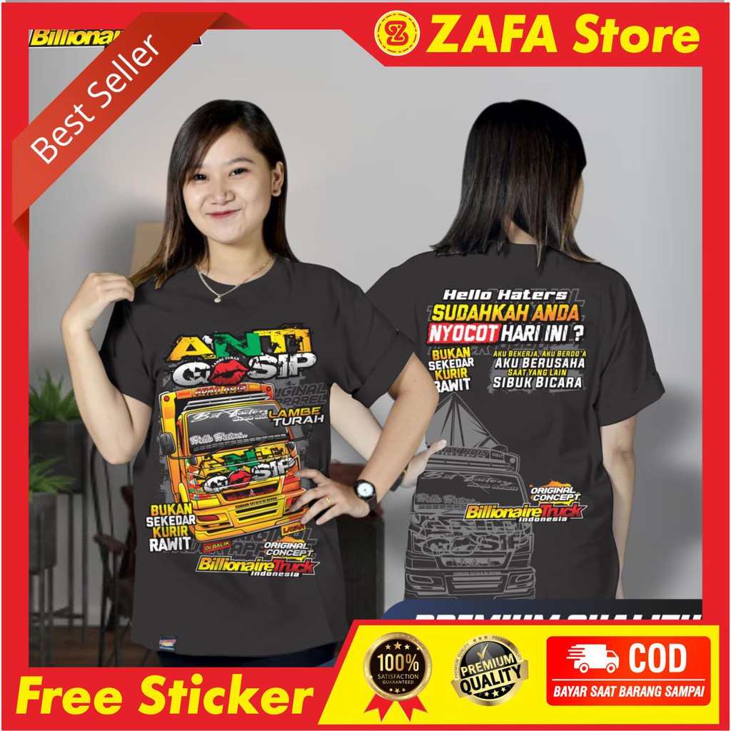 Kaos Truk Anti Gosip Baju Canter Mania Original Billionaire Truk Bahan Katun Sablon Plastisol