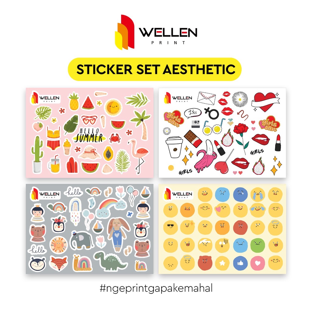 

WELLEN PRINT - Sticker Set Aesthetic / Cetak Stiker Dekorasi estetik agenda Jurnal