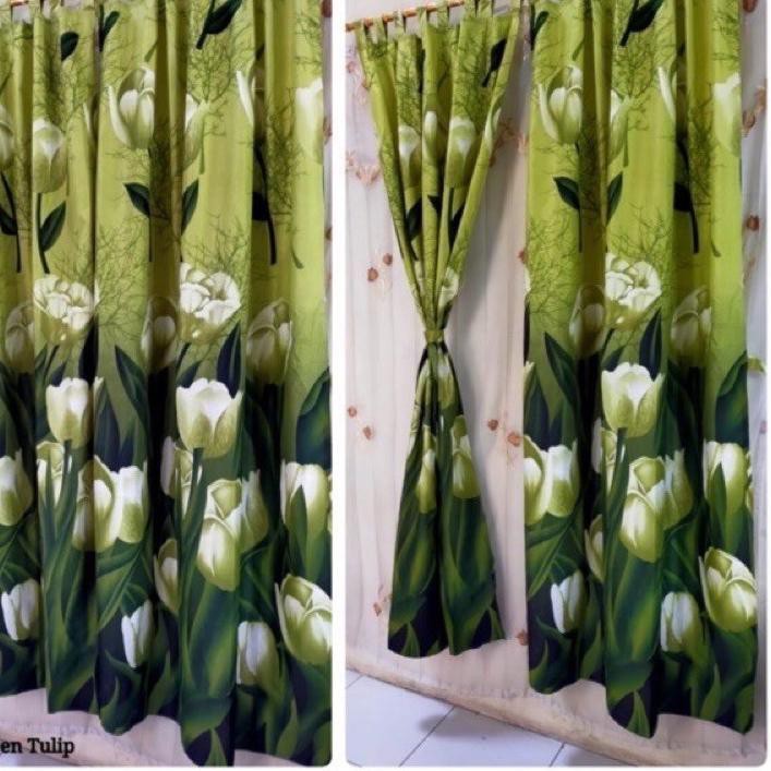 ★ GORDEN TALI + PONI MOTIF BUNGA TULIP HIJAU ➳