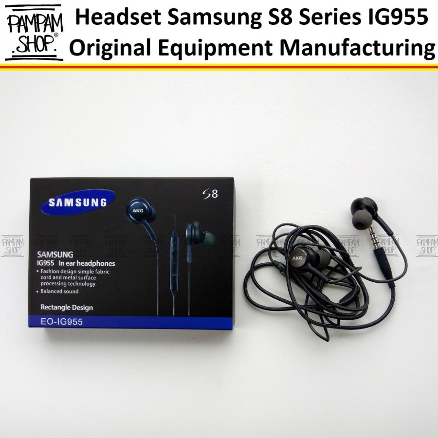 Headset Samsung S8 Plus Note 8 EO-IG955 EO IG955 Original OEM By AKG Warna Hitam Handsfree Earphone