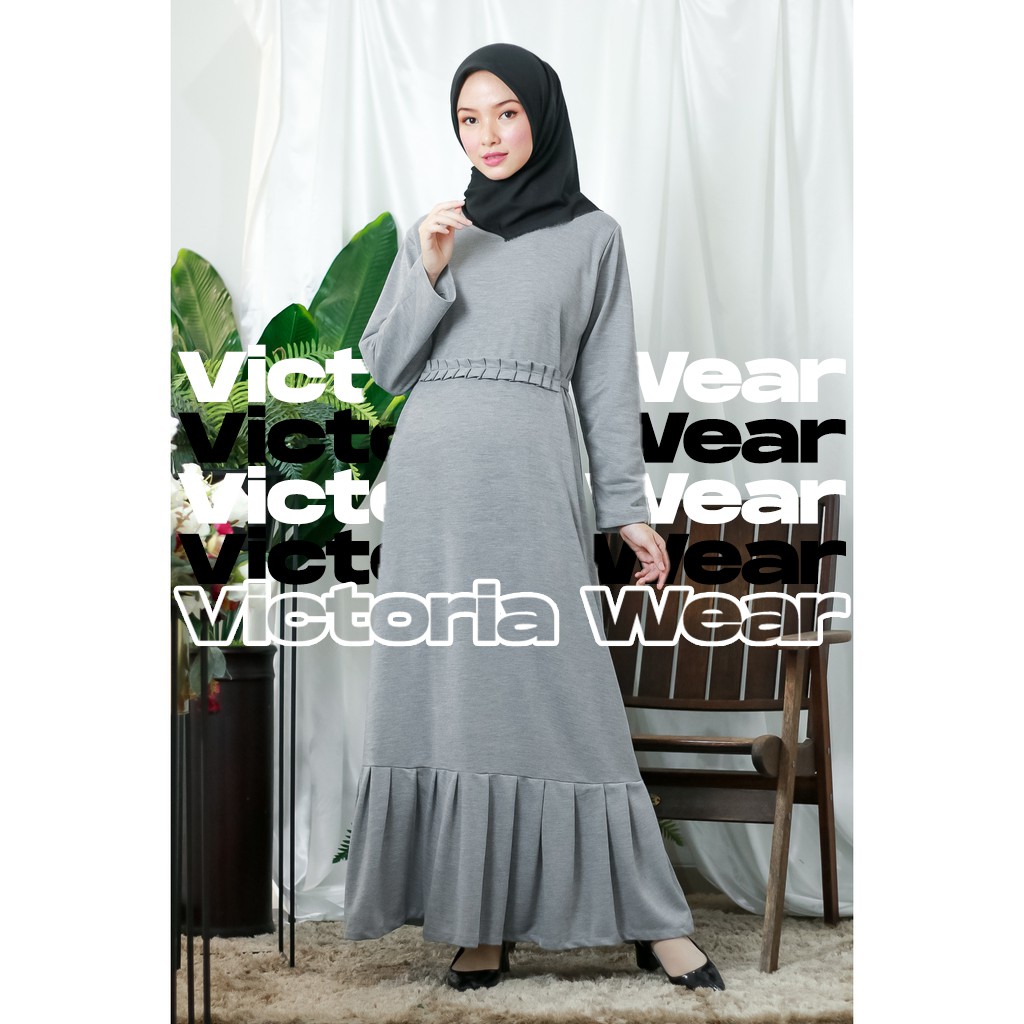 Berly Plit Long Dress Gamis Wanita Dewasa Remaja Muslimah - Dress Polos Lacost Premium Grey - Dusty