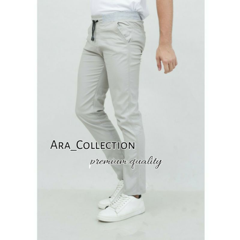 Diskon Celana Chino Panjang Rip Pinggang Karet Premium Size 27-38