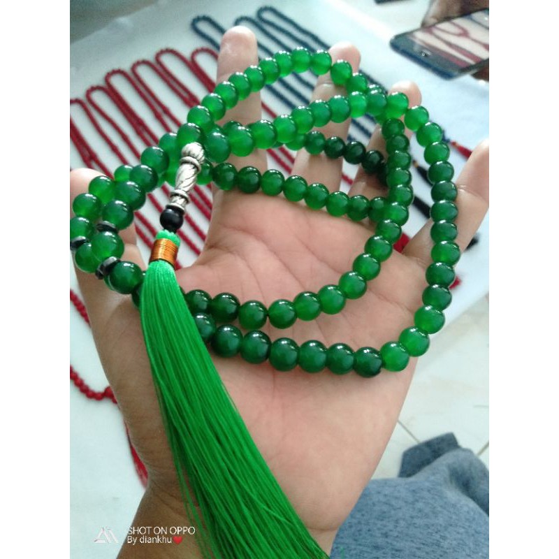 Tasbih Batu Giok Hijau Natural Size 8mm ORIGINAL