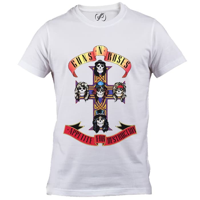 KAOS BAJU BAND IMPORT GNR - GUNS N ROSES (APPETITE FOR DESTRUCTION) - PUTIH, S