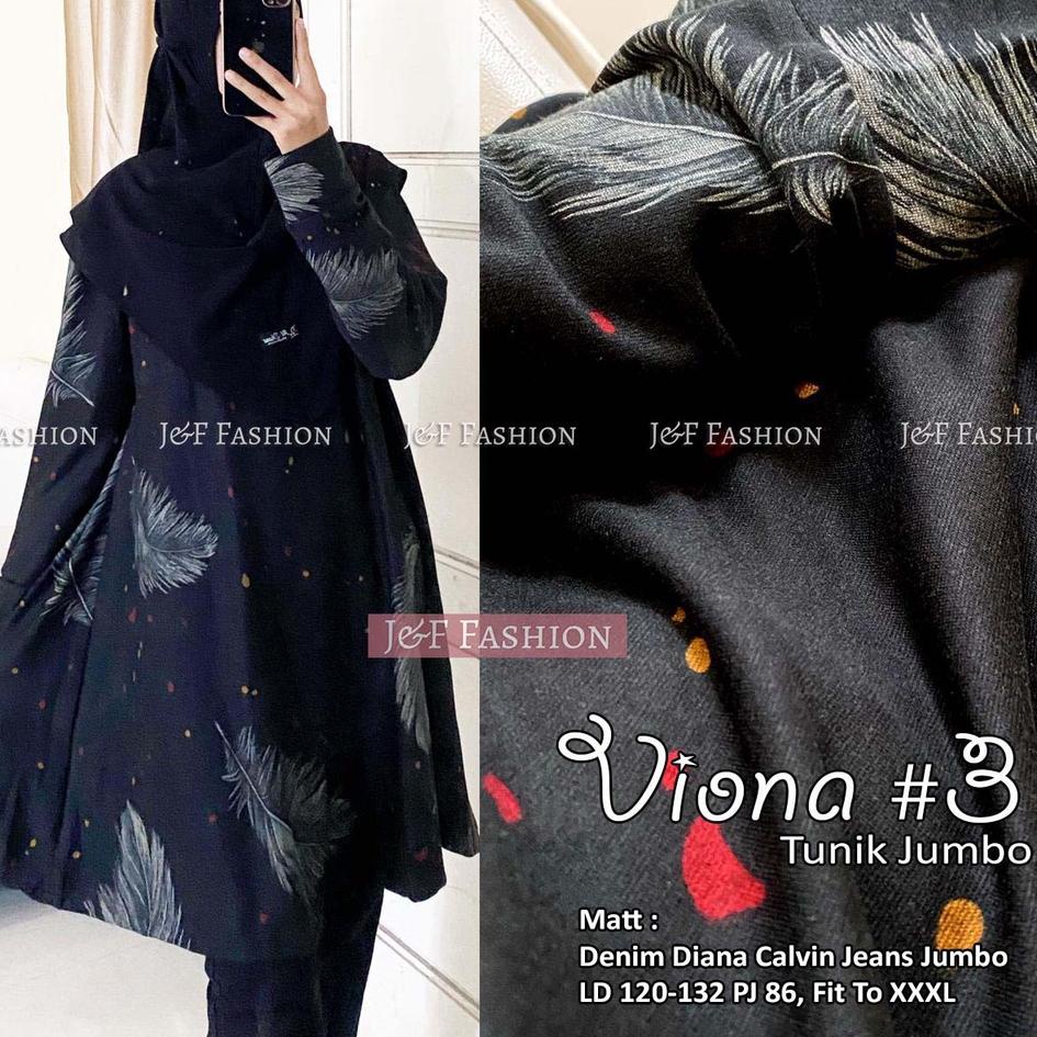63 Tunik Wanita Jumbo Denim Diana Calvin Jeans LD 120 130 140 Fashion Muslim Viona Atasan Big Size ★