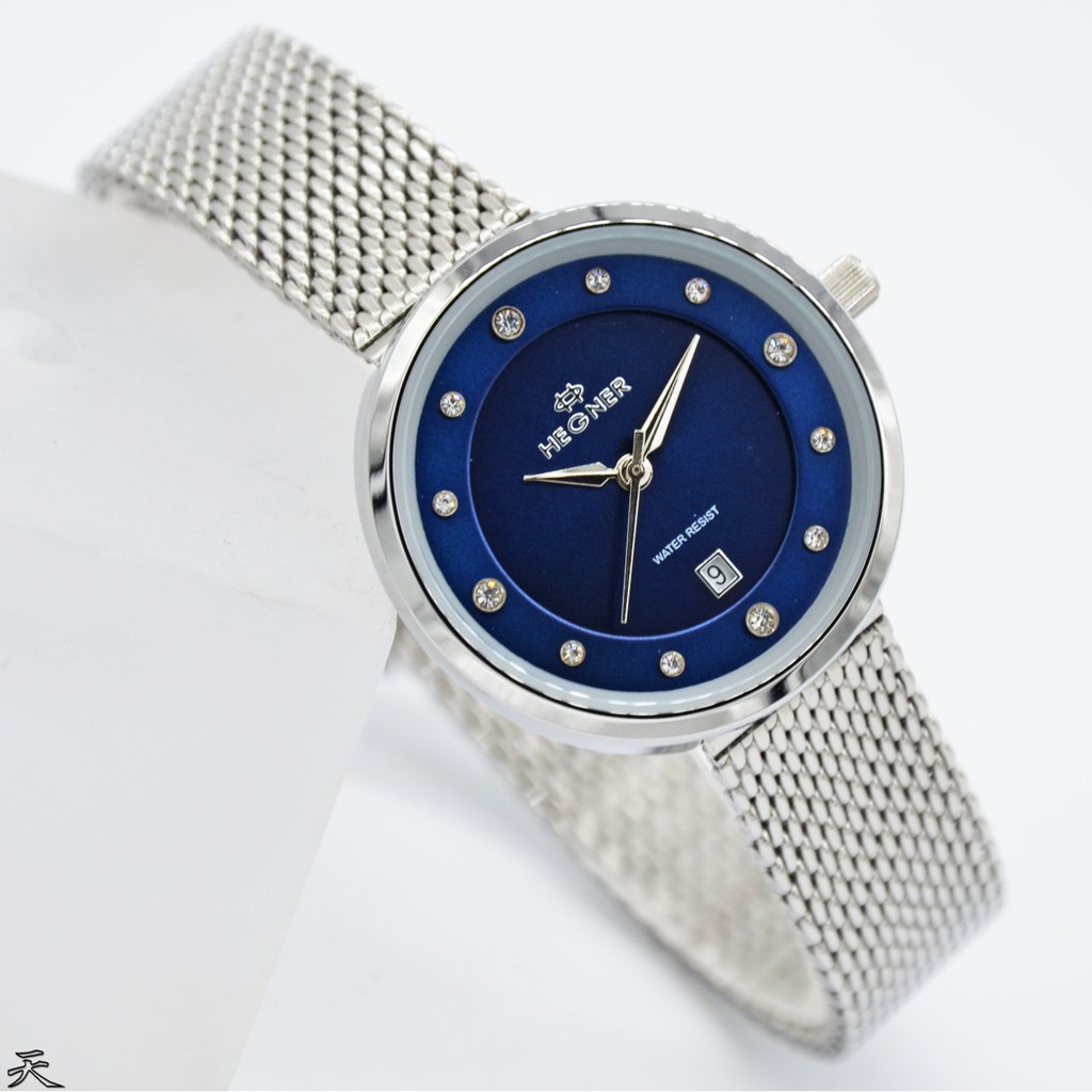 Jam Tagan wanita Hegner 1648LS Blue/D32240H Original Stainless Steel - silver plat biru