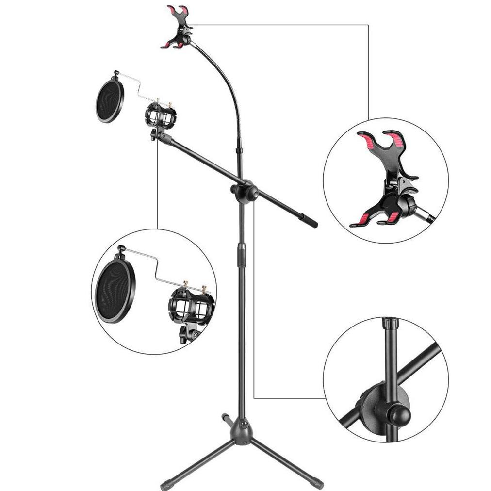 Stand Mic Microphone Stand Holder 360 Degree Tripod Mic Berdiri Plus Holder Phone