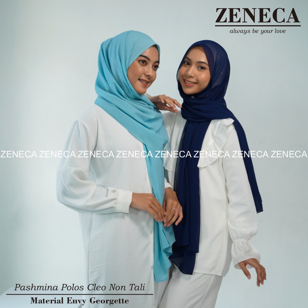 Zeneca Jilbab Pashmina Polos Pasmina Cleo Bahan Envy Georgette Size Jumbo Kualitas Premium Gratis Ongkir Bisa COD-6