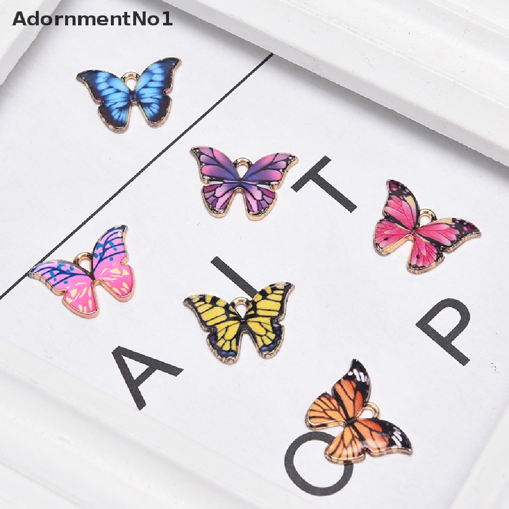 (AdornmentNo1) 10pcs / Set Charm Butterfly Enamel Warna-Warni Untuk DIY Perhiasan