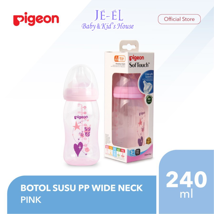 Pigeon Softouch Premium Clear PP Bottle - Botol Susu Pigeon Premium Clear Peristaltic Plus 240 / 160