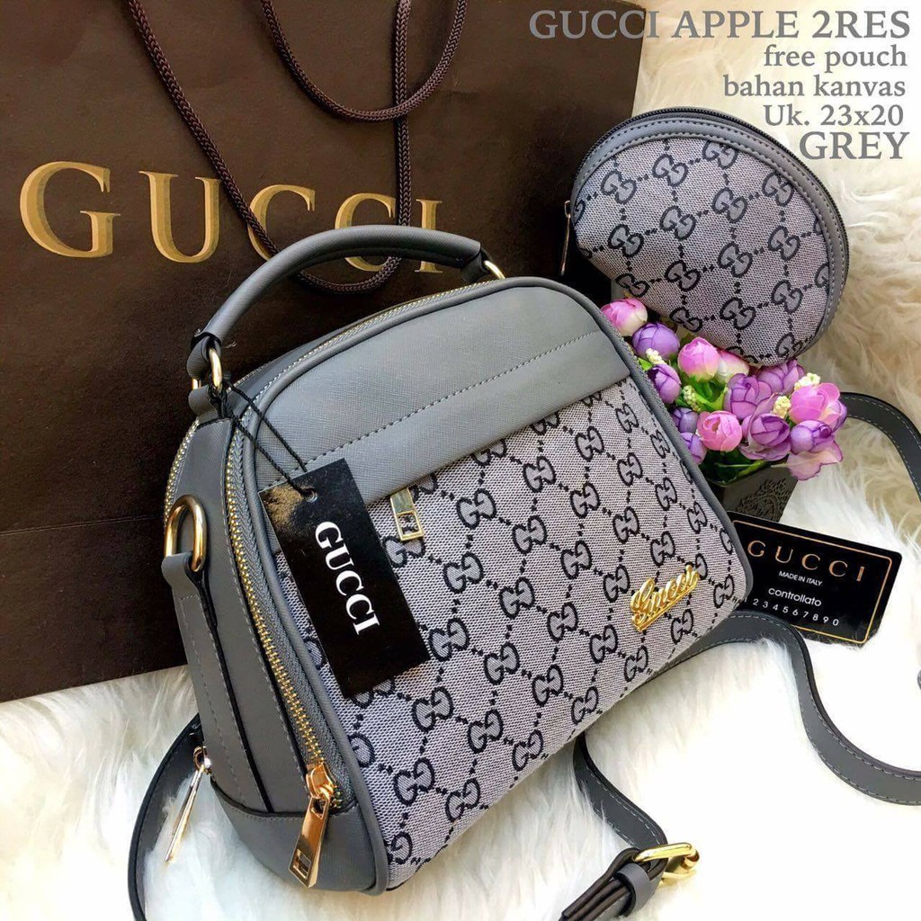 Terbaru TERBARU TAS WANITA BRANDED MURAH BAGUS GUCCI APPLE TERBARU WARNA GREY