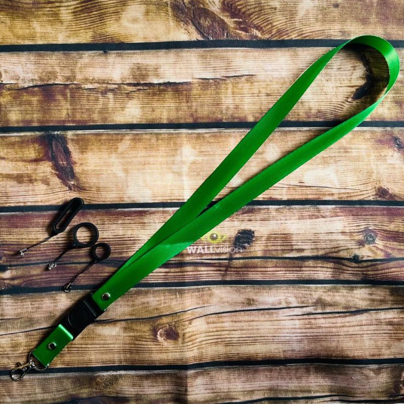 

Lanyard polos hijau Gantungan ID Card Free karet o ring real pick