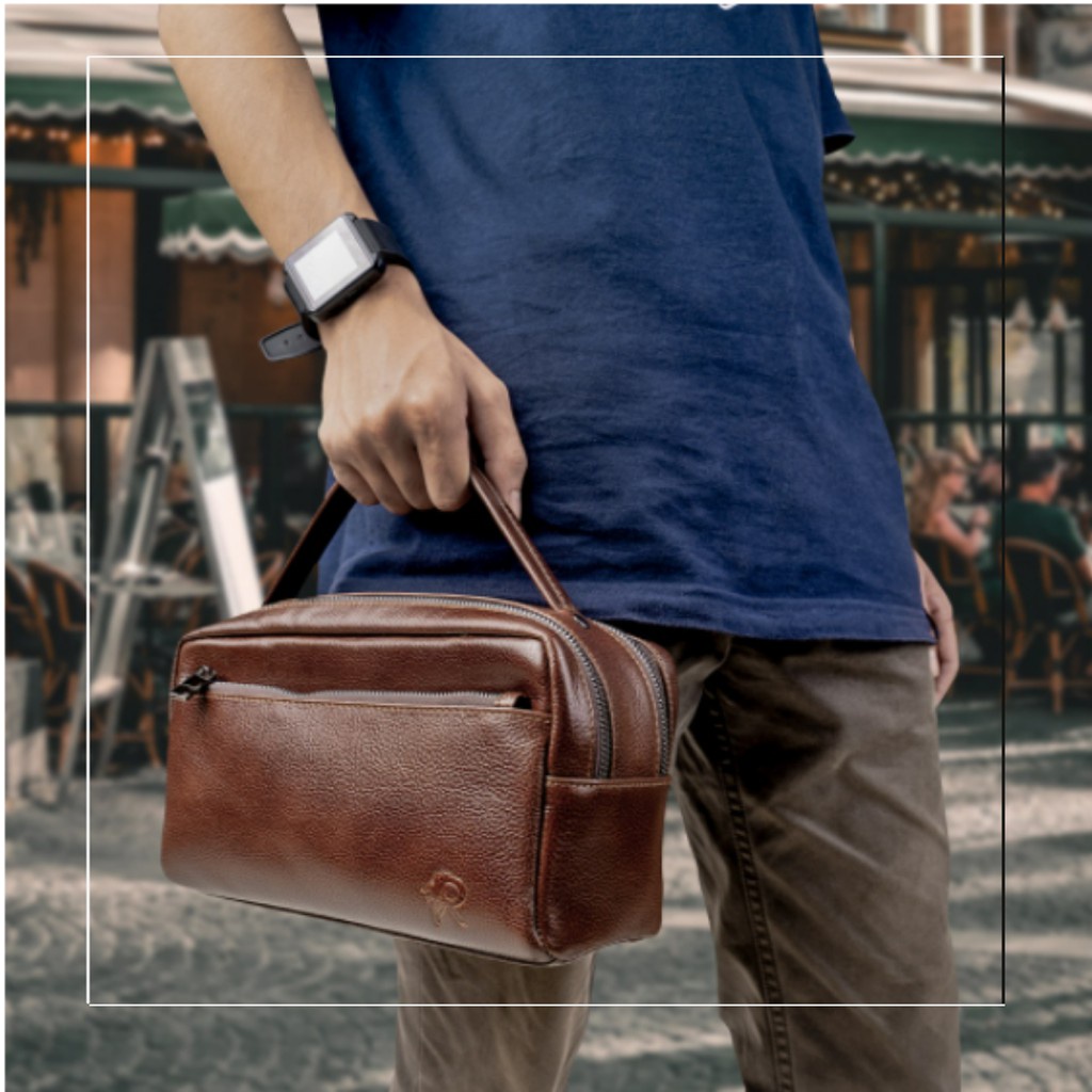 Jual Tas tangan clutch pouch hand bag pria kulit asli branded by Odessa