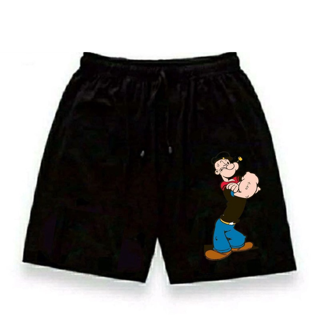 Clothing May - Celana Pendek Popeye Boxer Pria Pendek Celana Tali Kolor Bokser Kekinian Cowok Laki-Laki Bahan Babyterry Baby Terry Premium Original Murah