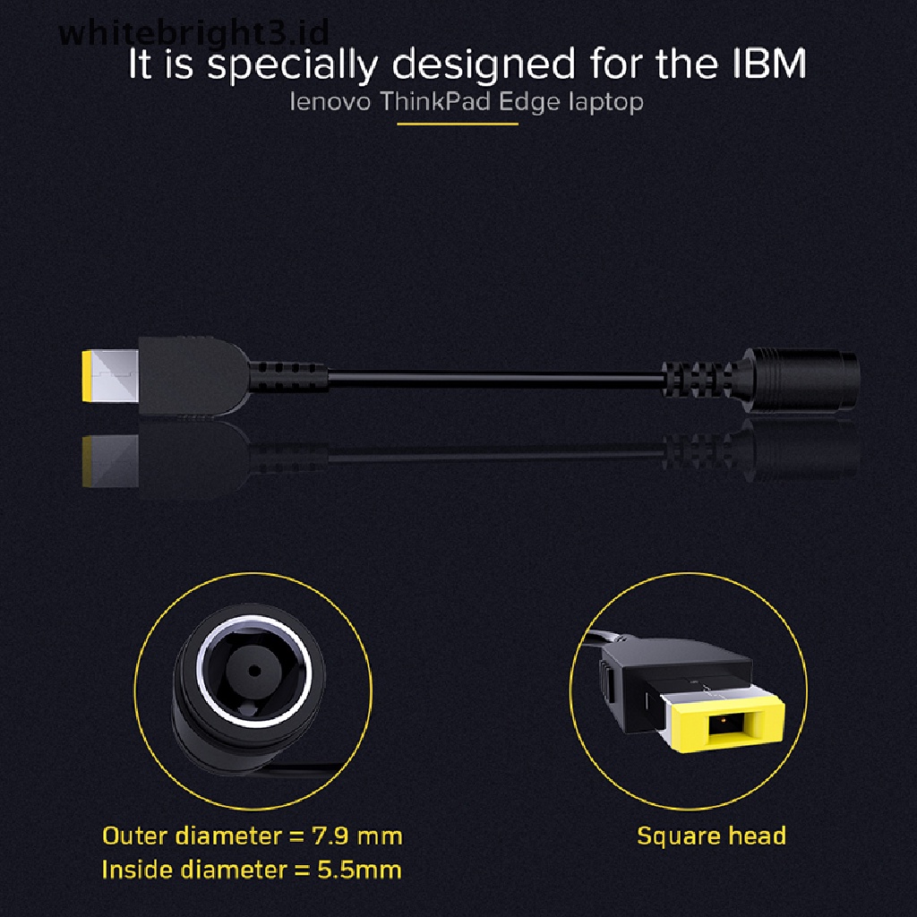 (whitebright3.id) Adapter Konverter Power Charger Jack Bulat Ke Kotak Untuk Lenovo Thinkpad