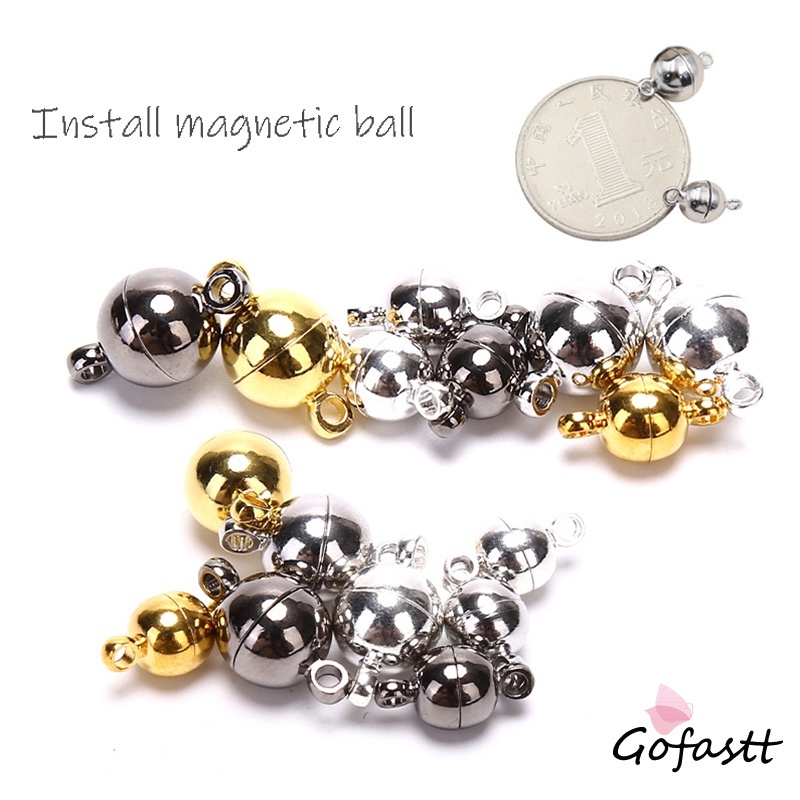 [COD]10 Pasangan Magnetic Lobster Clasps Buckle Hook Round Ball Gesper Gelang Magnet DIY Jewelry Mak