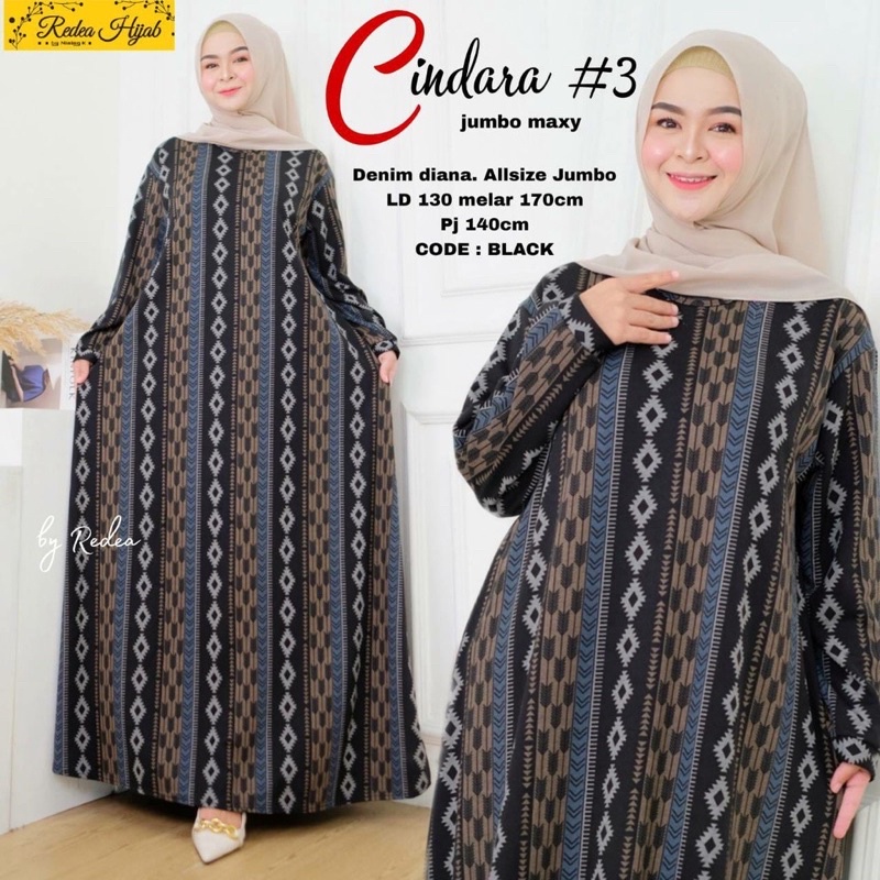 Cindara Maxy - LD120-130 Gamis Diana Denim Jumbo Bigsize Oversize Bumil / 025-6990