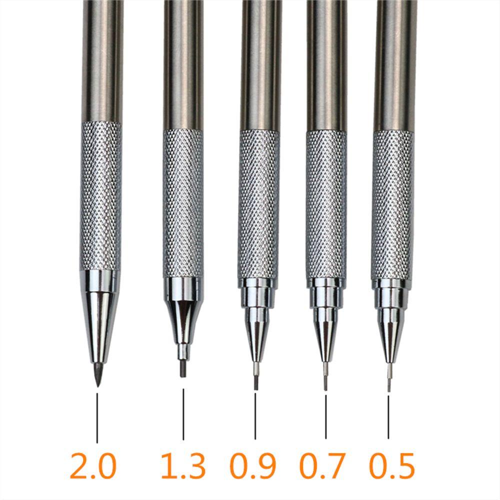 Nickolas1 Pensil Otomatis Perlengkapan Menulis Kantor Untuk Pelajar 0.5 /0.7 /0.9 /1.3 /2.0mm Sketsa Stainless Steel Pensil Mekanik