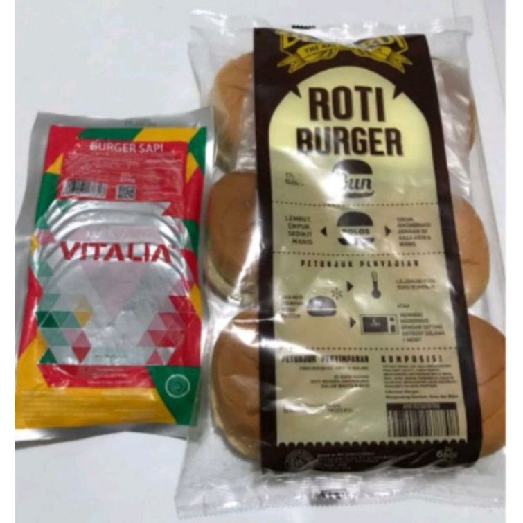 

Bernardi Roti Burger Polos/wijen isi 6 biji + Vitalia Burger Sapi isi 10 kemasan 280gr Paket Hemat