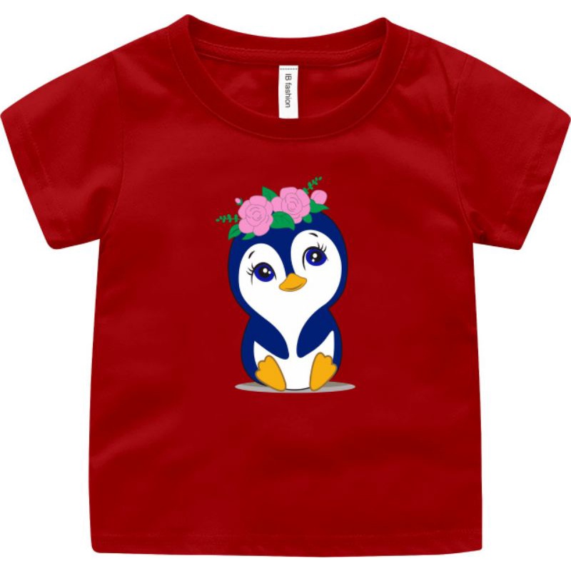 Baju Kaos Anak Perempuan &amp; Laki Laki Penguin T Shirt Anak Umur 2-10 Tahun