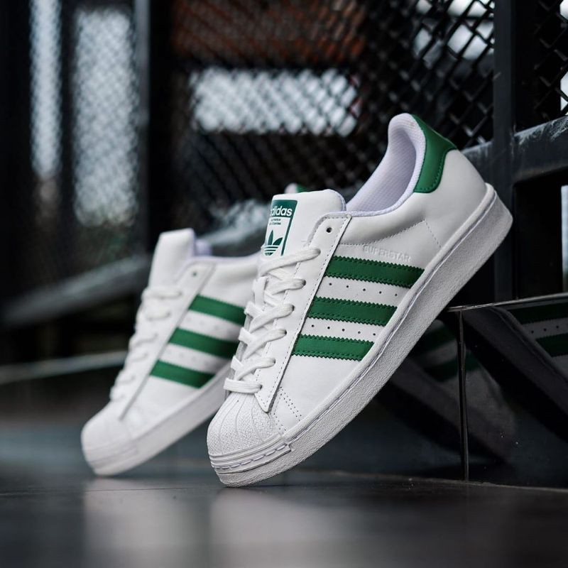 Sepatu Pria Adidas Superstar White Green ORIGINAL BRAND