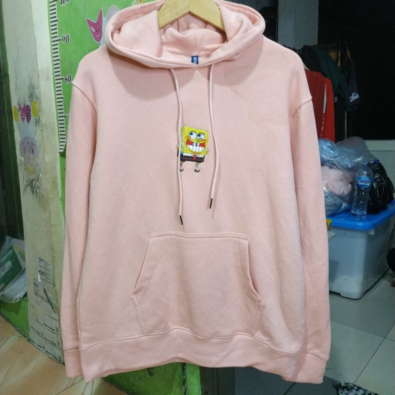 Hoodie Hnm Spongebob Bordir Wanita Cewek Pria H&amp;M Full TAg Free Paper Bag