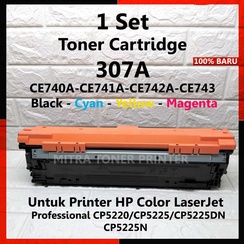 Toner Catridge Printer HPLaserjet CP5220, CP5225, CP5225DN, CP5225N, 307A, CE740A-hitam, CE741A-biru, CE742A-kuning, CE743A-merah