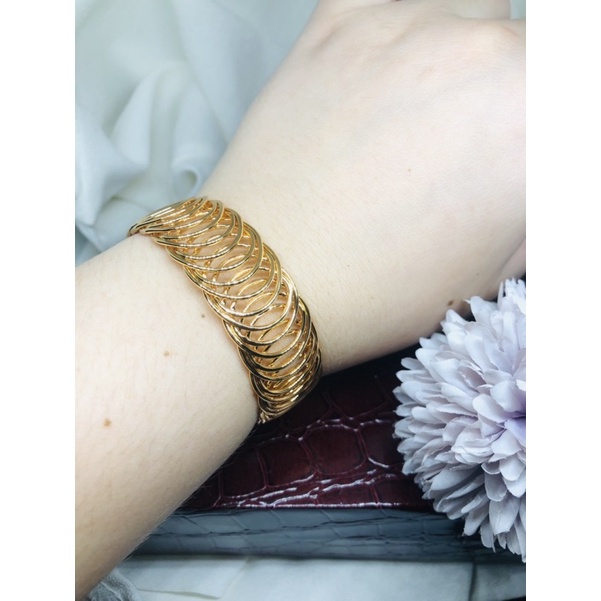 Gelang bangle ukir dewasa lapis emas 24k Xuping