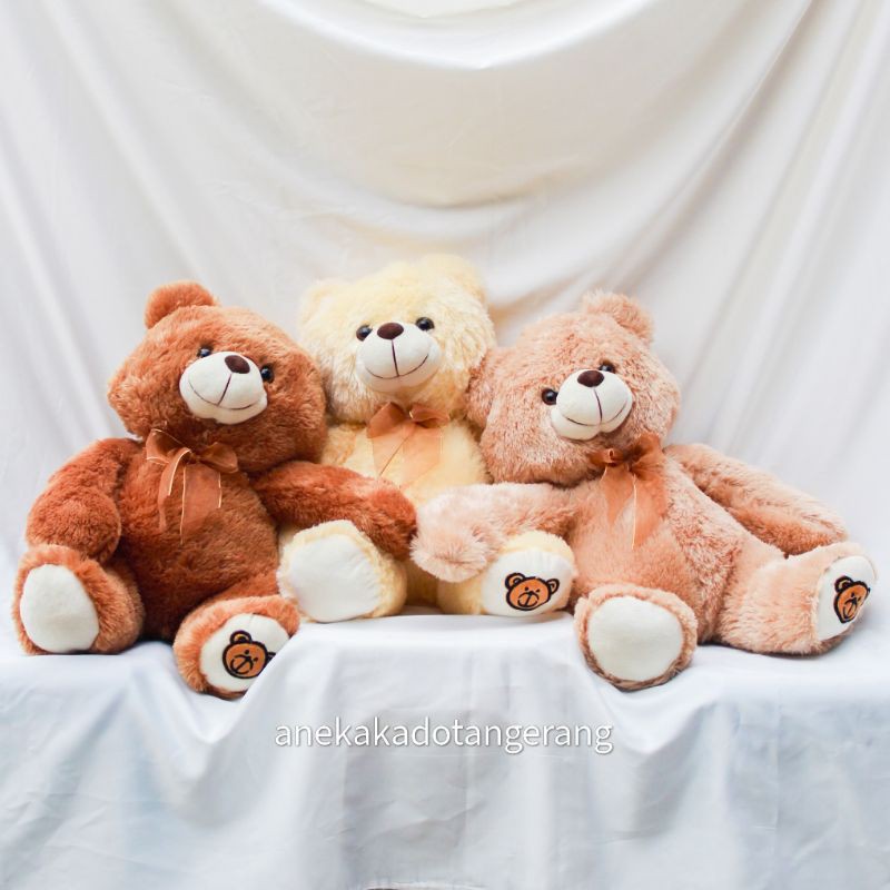 BONEKA TEDDY BEAR BERUANG COKLAT PINK CREAM BESAR MEDIUM SEDANG JUMBO BONEKA PANDA PITA KADO PACAR