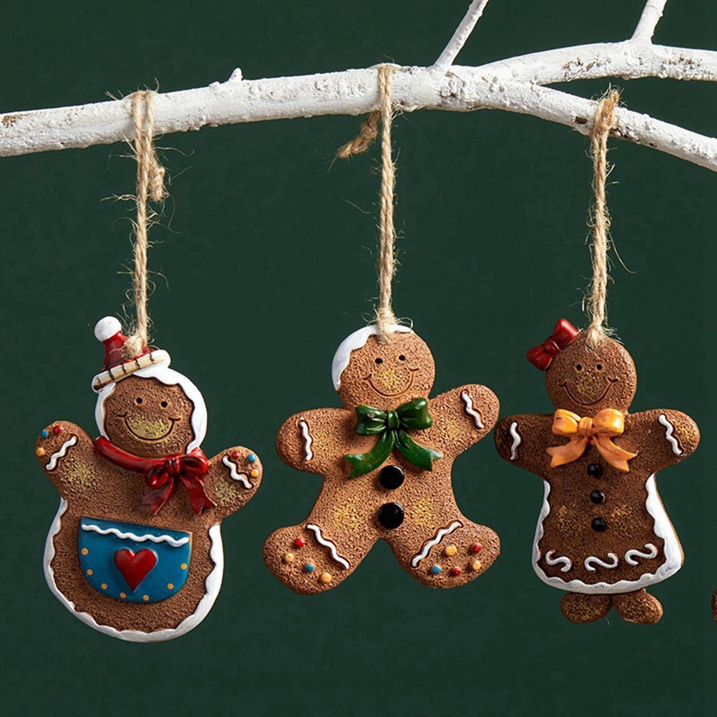 [Elegan] Liontin Gantung Dekorasi Rumah Resin Xmas Hias Gingerbread Man