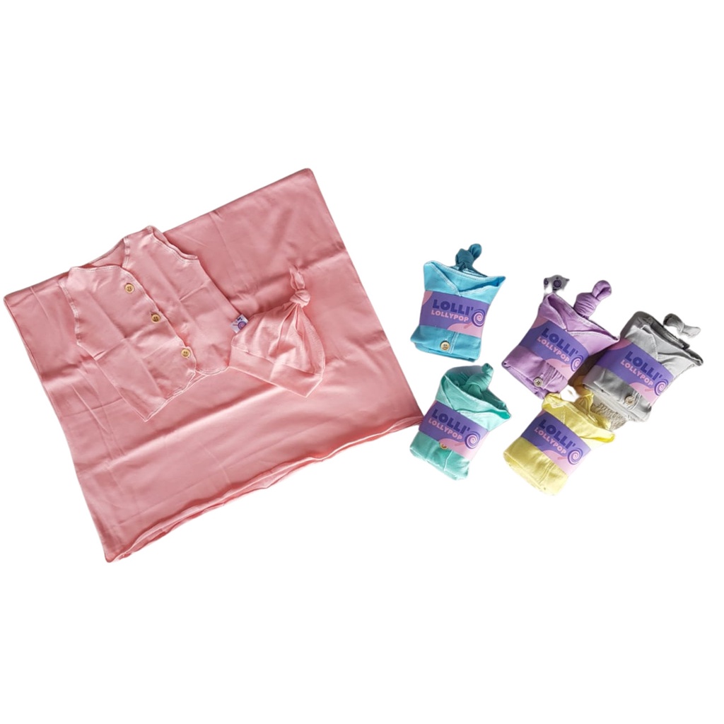 Lollypop Classic Swaddle Bedong Set Baju