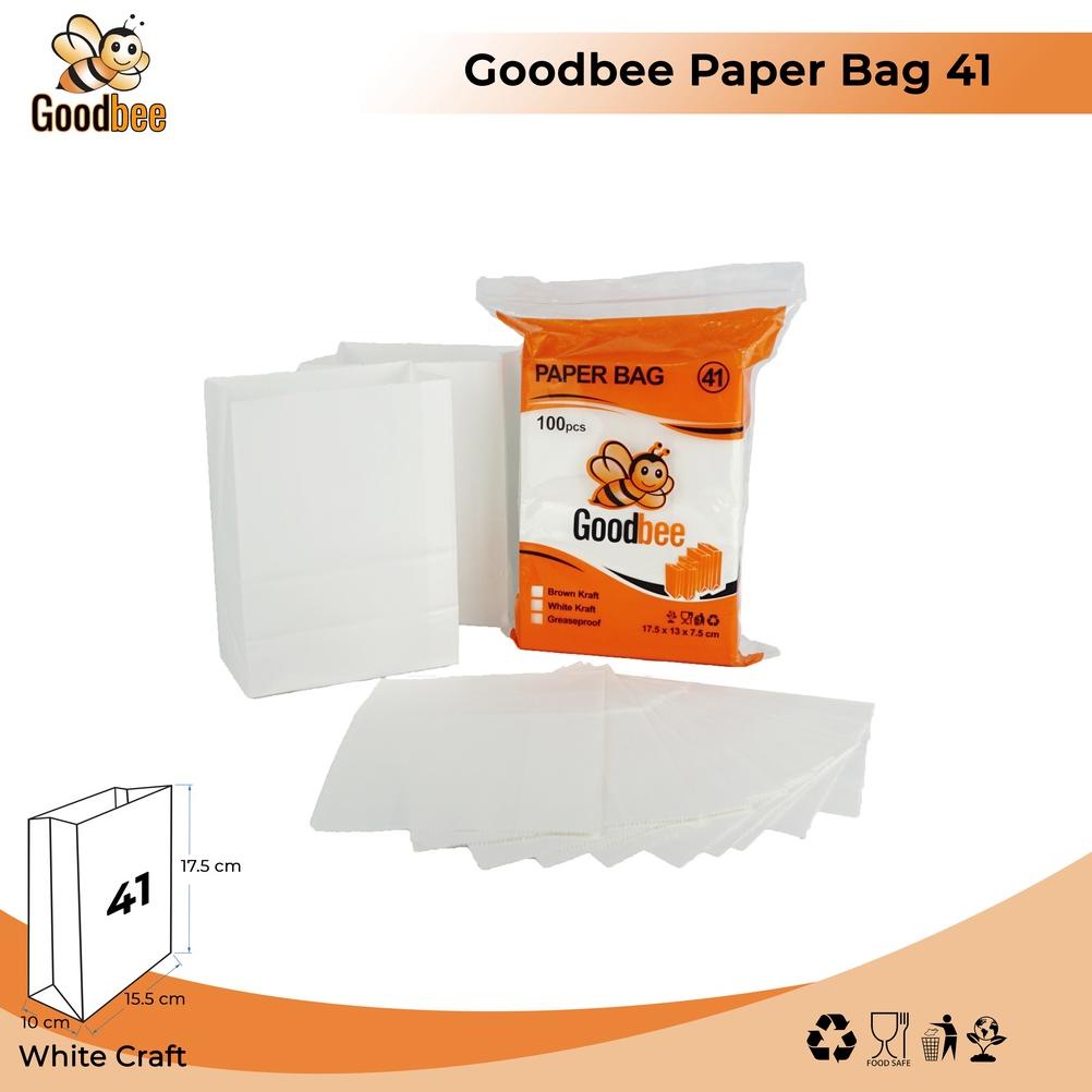 

Goodbee Paper Bag Kode 41 - White Kraft - Kantong Kertas Goodbee White - 100Pcs