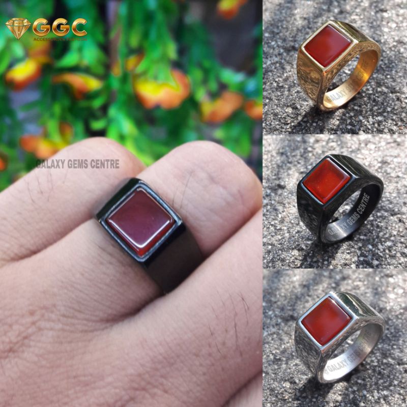 Cincin Pria Kerren Batu Sulaiman Madu Kotak