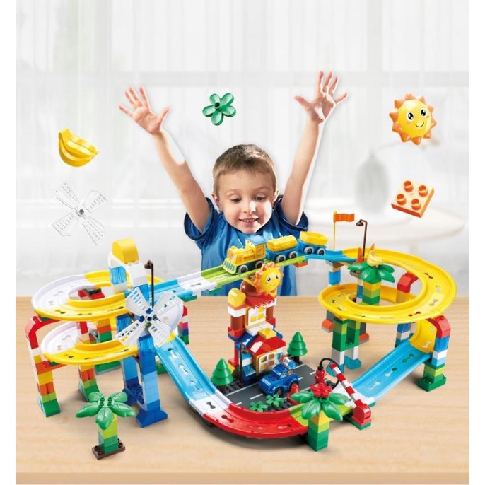 Feelo 324 Pcs Motor Slide Building Block Mainan Edukasi Lego Duplo Lapakdendri