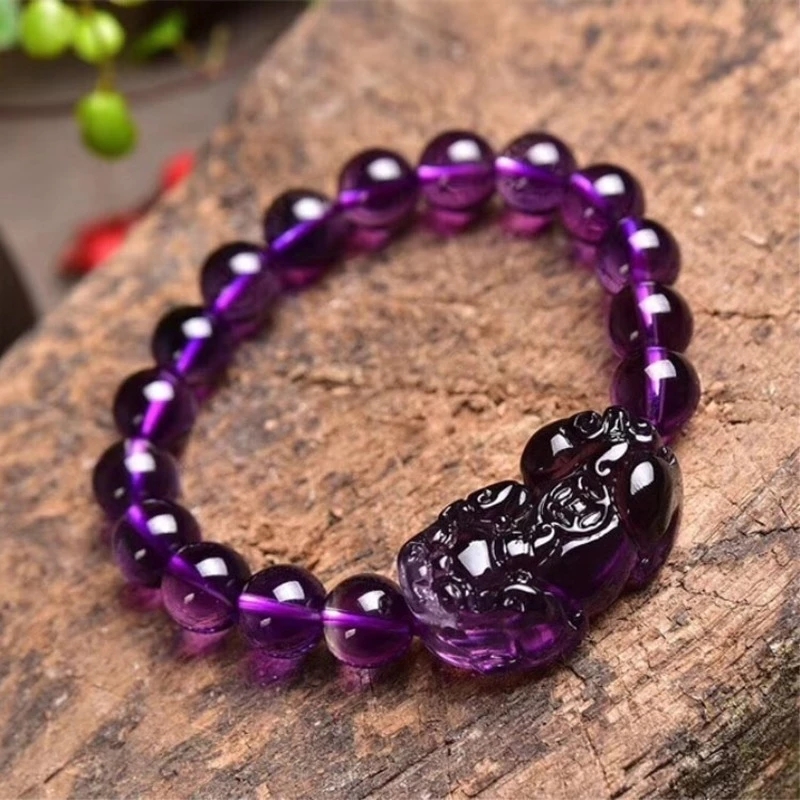 Feng Shui Amethyst Obsidian Pixiu Good Luck Wealth Bracelets/Couple Charm Charm Jewelry Lucky Gift