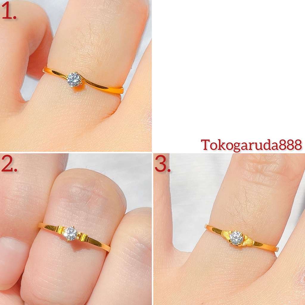 Cincin anak dan dewasa emas asli kadar 700 70% 16k solitaire mickey permata seperti berlian ringan 1 gram gr g 10 11 12 13 14 15 16 17 banyak motif ya