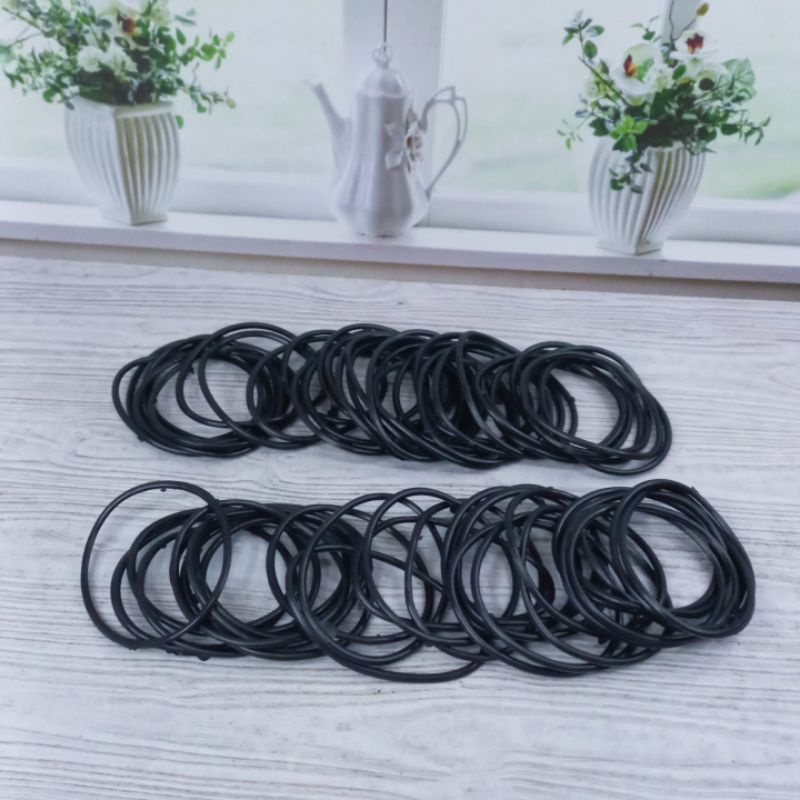 Gelang Karet Polos Hitam Isi 7Pcs Gelang Pria