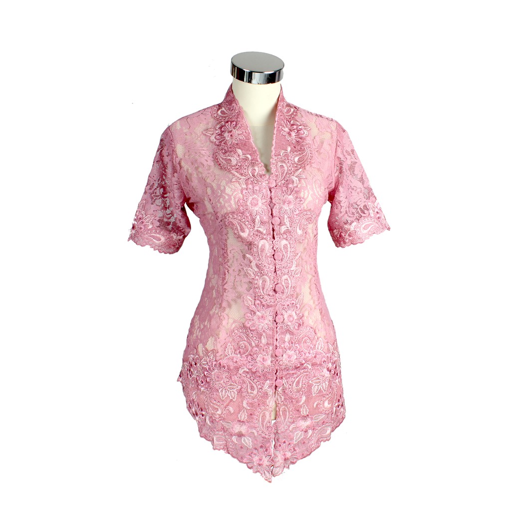 Kebaya Brokat Pendek Dusty Pink Bordir Tua Muda 828