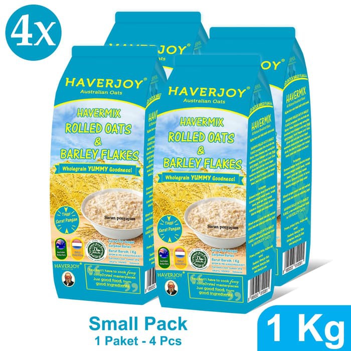 

Haverjoy Small Pack Havermix Rolled Oats & Barley Flakes 1kg - 4pcs